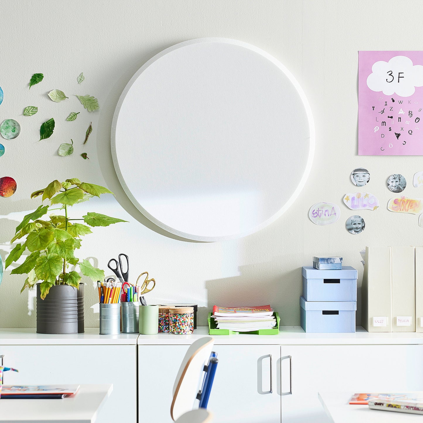 Lydabsorbent SATELLITE, vegghengt, Ø780 mm, hvit