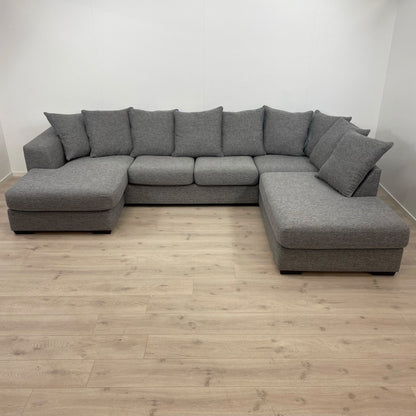 Nyrenset | Stor grå u-sofa med sjeselong