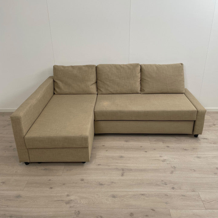 Nyrenset | Beige vendbar IKEA Friheten sovesofa med sjeselong