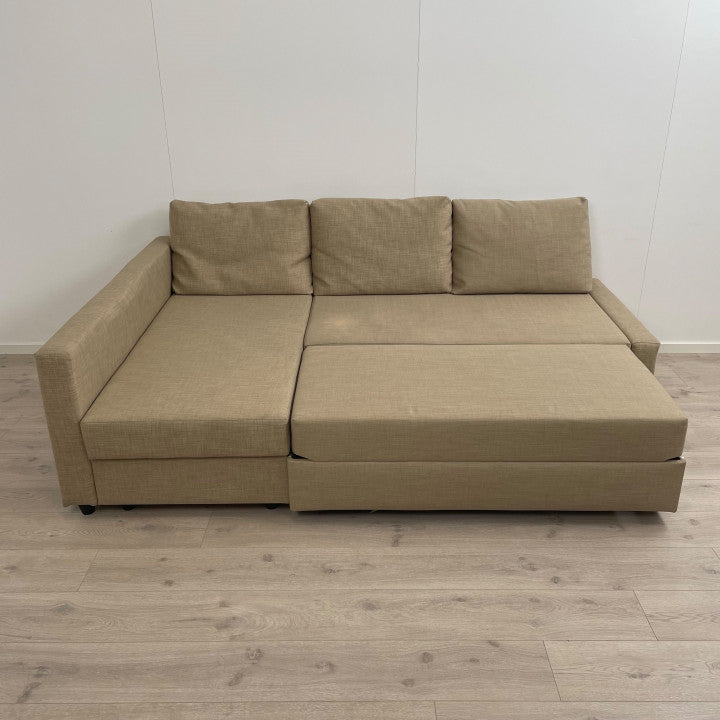 Nyrenset | Beige vendbar IKEA Friheten sovesofa med sjeselong