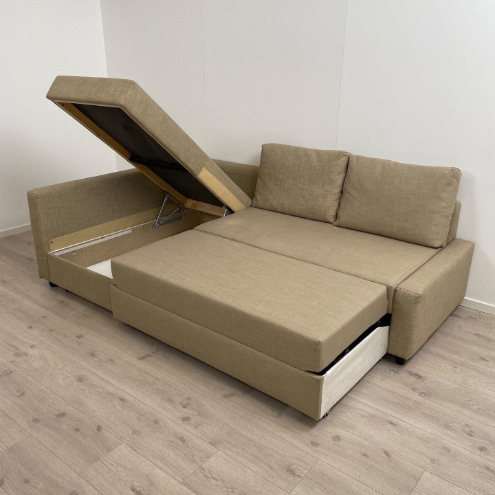 Nyrenset | Beige vendbar IKEA Friheten sovesofa med sjeselong