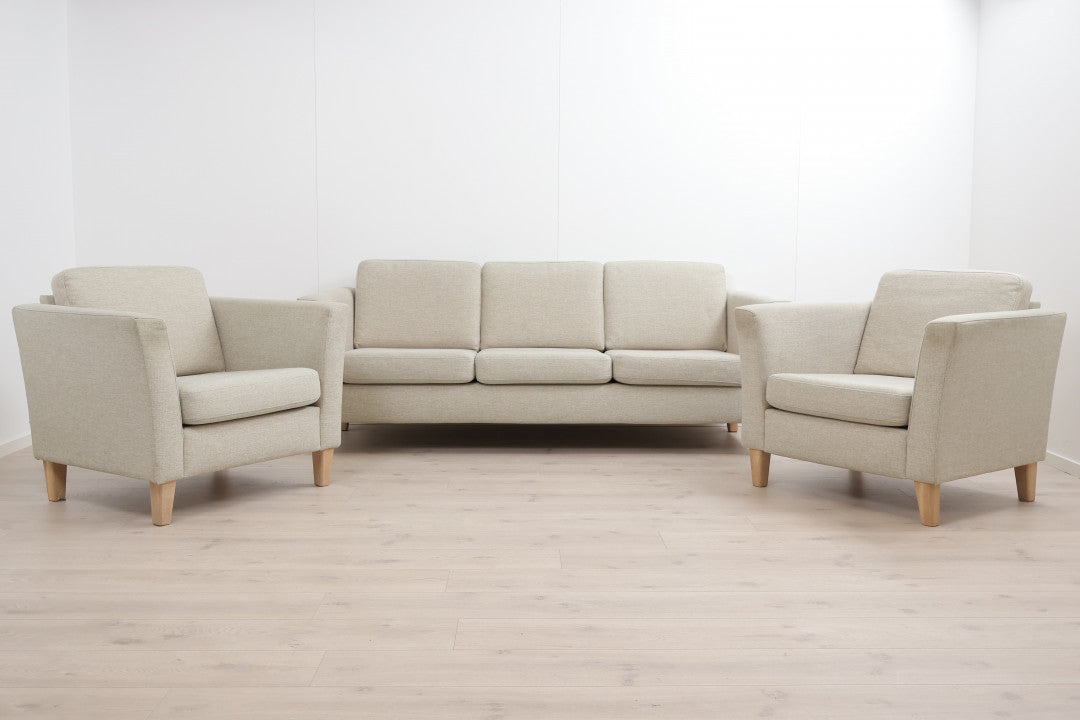 Nyrenset | Beige Vilmers salong med 3-seter sofa og 2 stk lenestoler