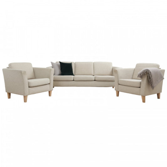 Nyrenset | Beige Vilmers salong med 3-seter sofa og 2 stk lenestoler