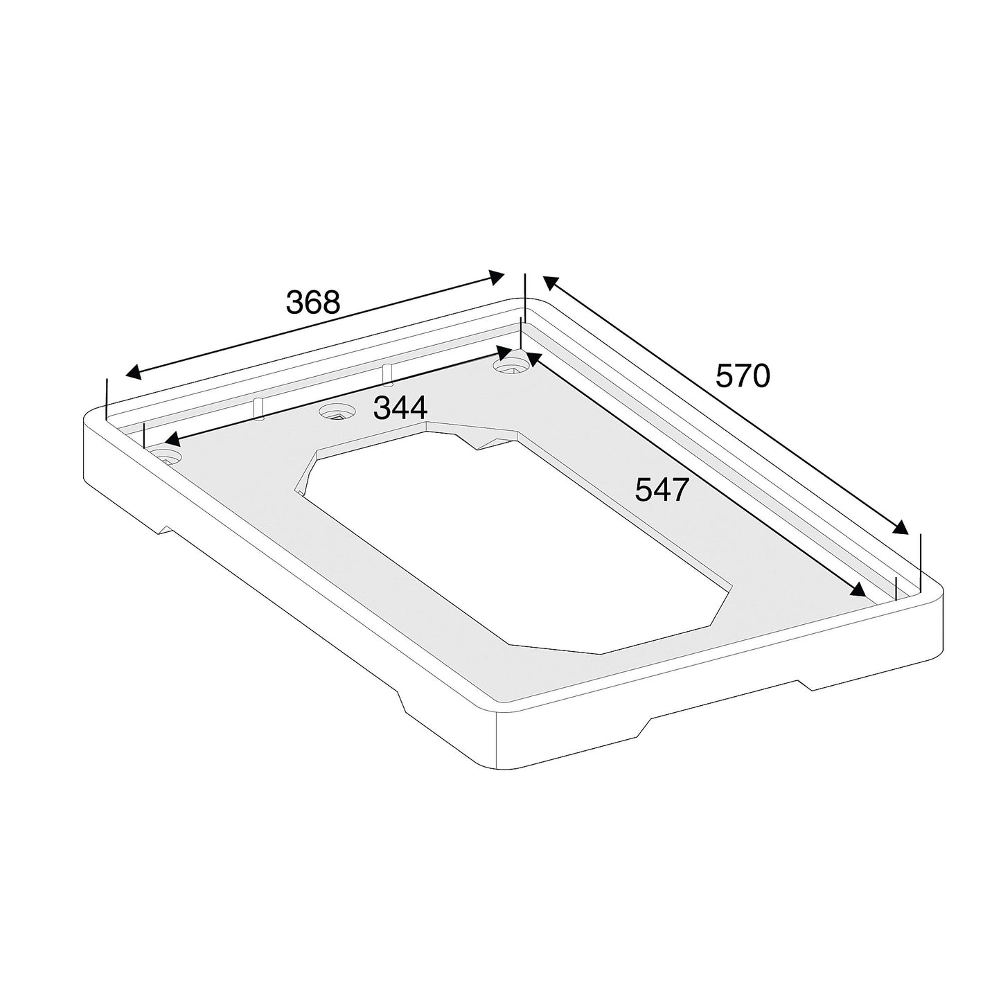 Plasttralle, kapasitet 200 kg, L605 B400 mm