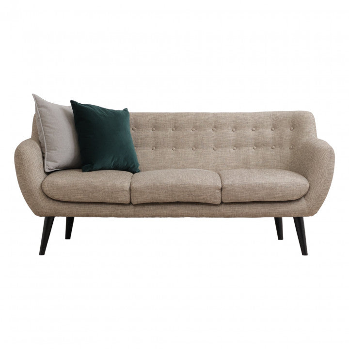 Nyrenset | Beige/grønn 3-seter sofa med sorte bein