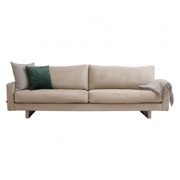 Nyrenset | Beige Raun 3-seter sofa i fløyelsstoff med dunputer