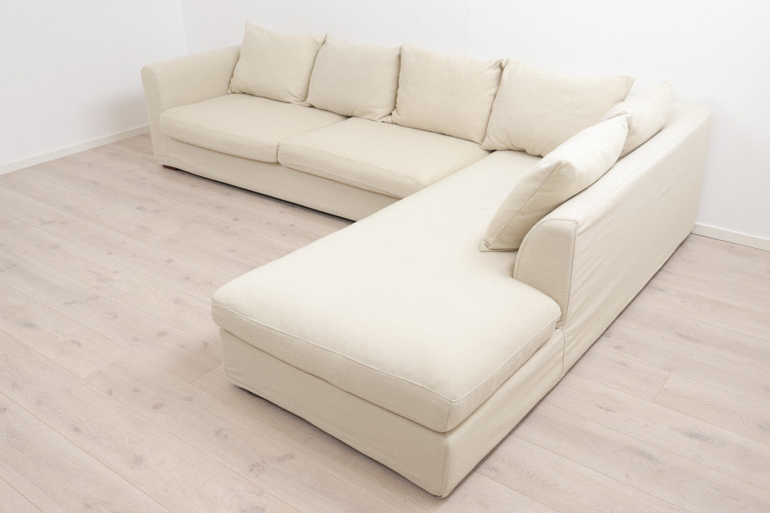 Nyrenset | Beige hjørnesofa med åpen ende