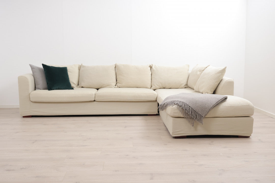 Nyrenset | Beige hjørnesofa med åpen ende