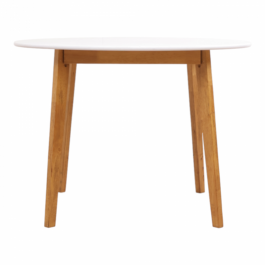 JYSK JEGIND spisebord (Ø105) med hvit bordplate og eikebein