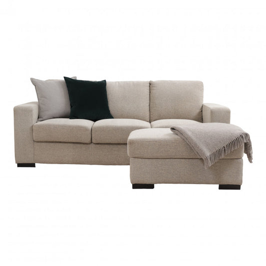 Nyrenset | Beige 3-seter sofa med puff