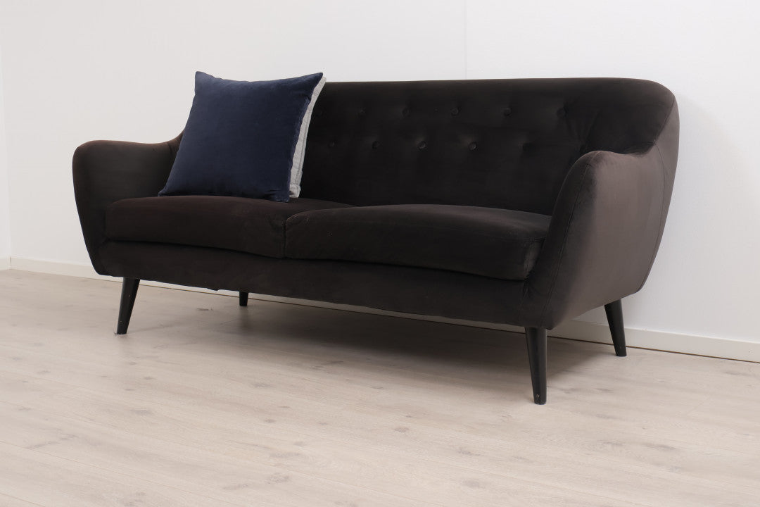 Nyrenset | Brun/grå 2,5-seter sofa i fløyelsstoff