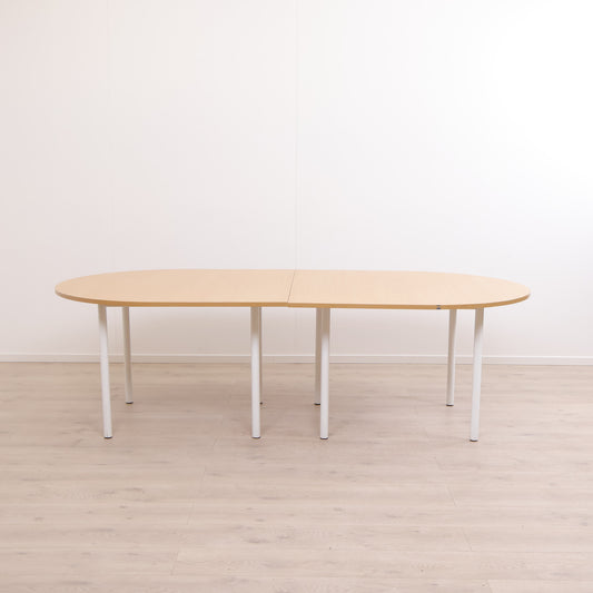 240x120 cm, Møtebord med trefarget bordplate og hvite ben