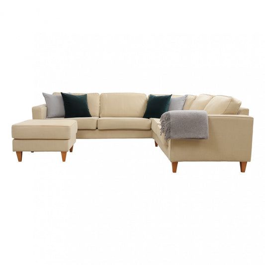 Nyrenset | Beige Furninova hjørnesofa med puff