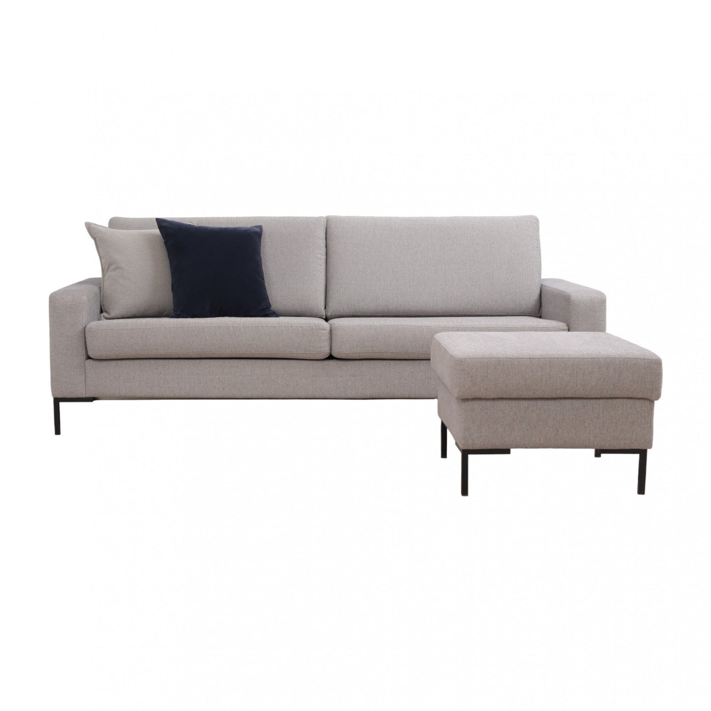 Nyrenset | Grå 3-seter sofa med puff fra Fagmøbler