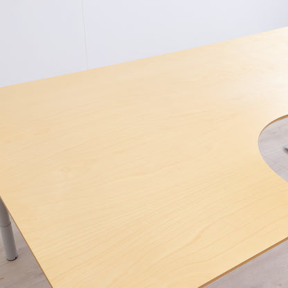 Manuelt hev/senk skrivebord med venstresving, 200cm