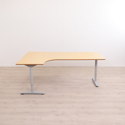 Manuelt hev/senk skrivebord med venstresving, 200cm