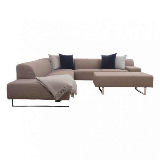 Nyrenset | Brun/beige Bolia Seville 8. pers hjørnesofa med puff