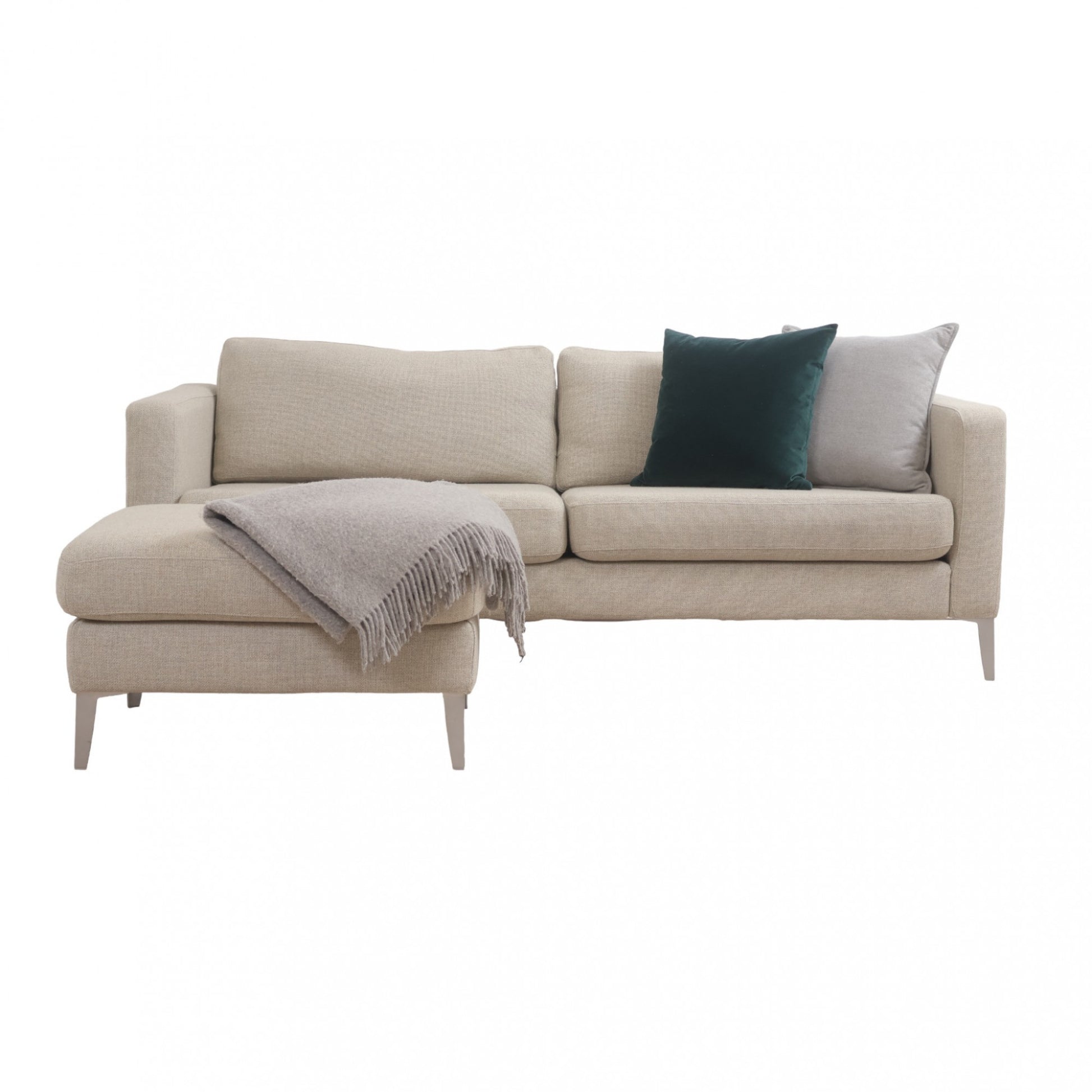 Nyrenset | Beige IKEA Karlstad 3-seter sofa med puff