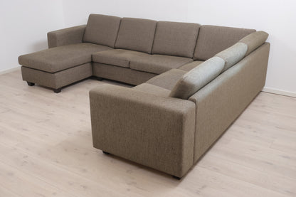 Nyrenset | Brun/grønn Palma u-sofa med hjørne og sjeselong fra SITS