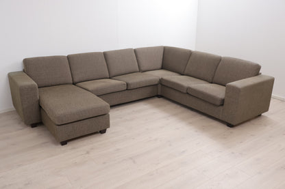 Nyrenset | Brun/grønn Palma u-sofa med hjørne og sjeselong fra SITS