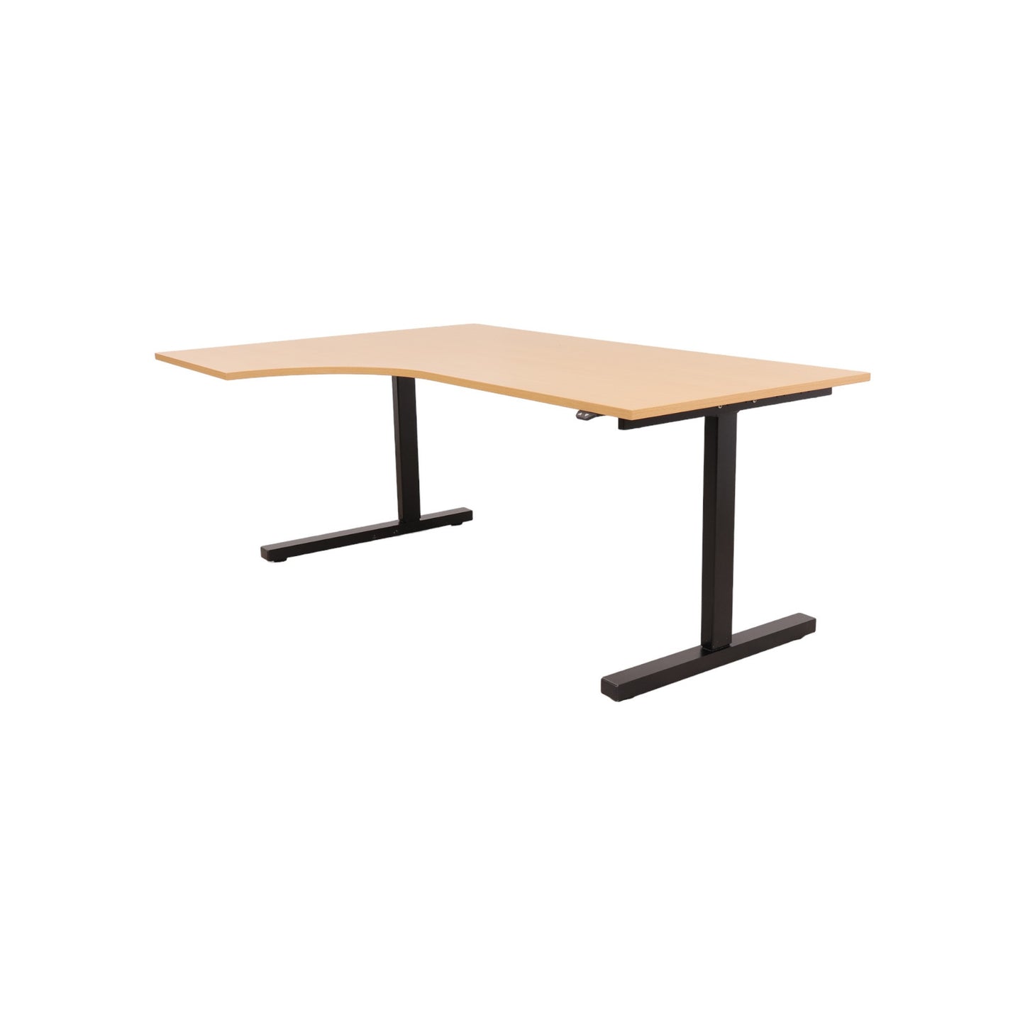 180×120 cm, Elektrisk hev/senk skrivebord med mørk treplate og venstresving