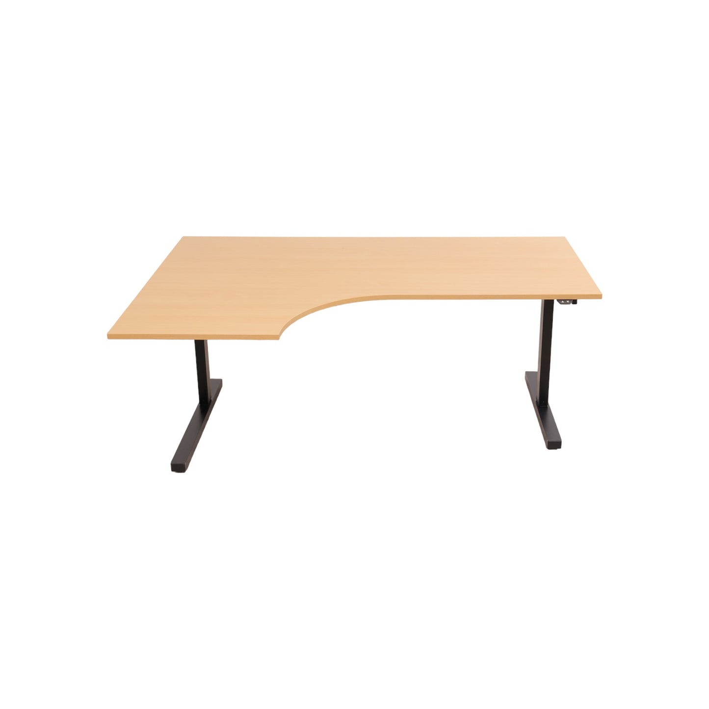 180×120 cm, Elektrisk hev/senk skrivebord med mørk treplate og venstresving