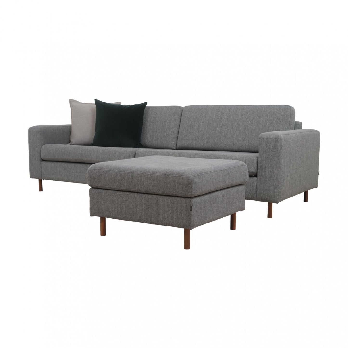 Nyrenset | Grå/grønn Bolia Scandinavia 3-seter sofa med puff