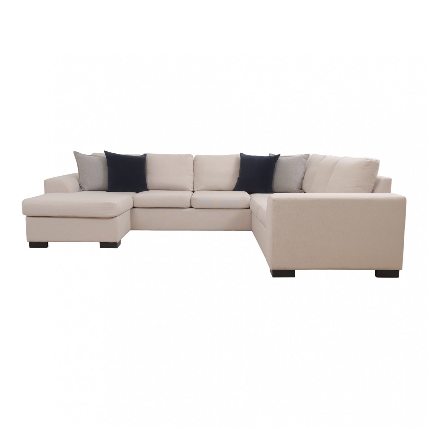 Nyrenset | Romslig beige u-sofa med sjeselong