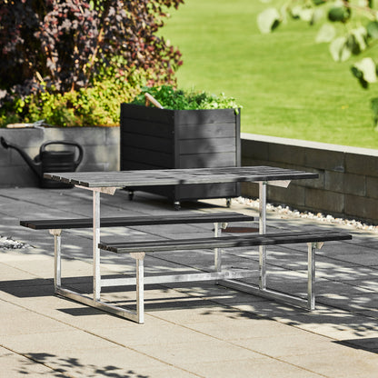 Benkebord SETTLE i tre og galvanisert stål