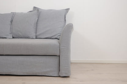 Nyrenset | IKEA Holmsund sovesofa med sjeselong og oppbevaring
