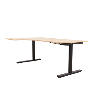 Elektrisk hev/senk skrivebord med lys treplate og venstresving