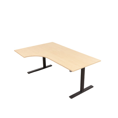Elektrisk hev/senk skrivebord med lys treplate og venstresving