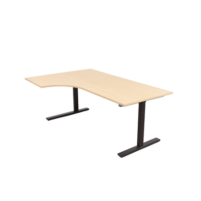 Elektrisk hev/senk skrivebord med lys treplate og venstresving