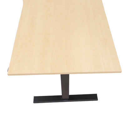 Elektrisk hev/senk skrivebord med lys treplate og venstresving