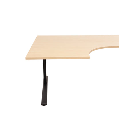 Elektrisk hev/senk skrivebord med lys treplate og venstresving