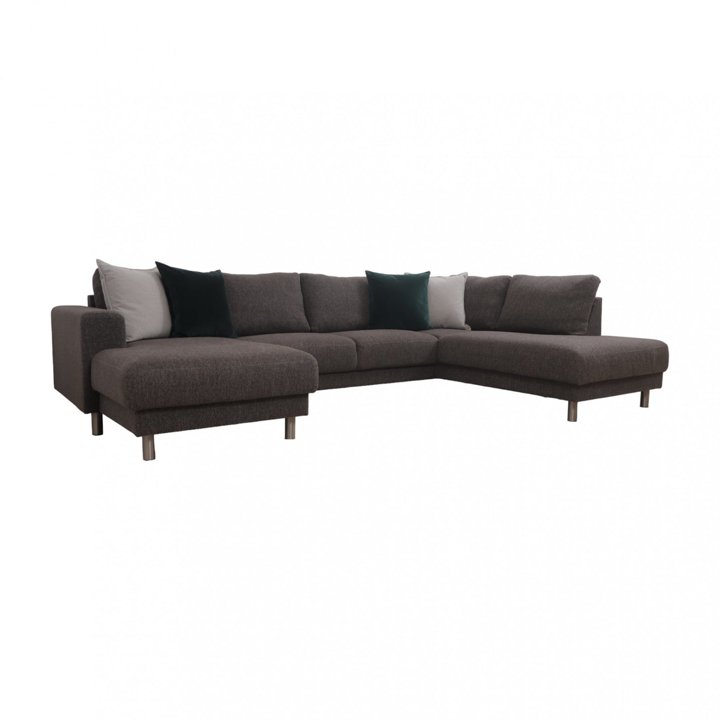 Nyrenset | Brun/grå u-sofa med sjeselong