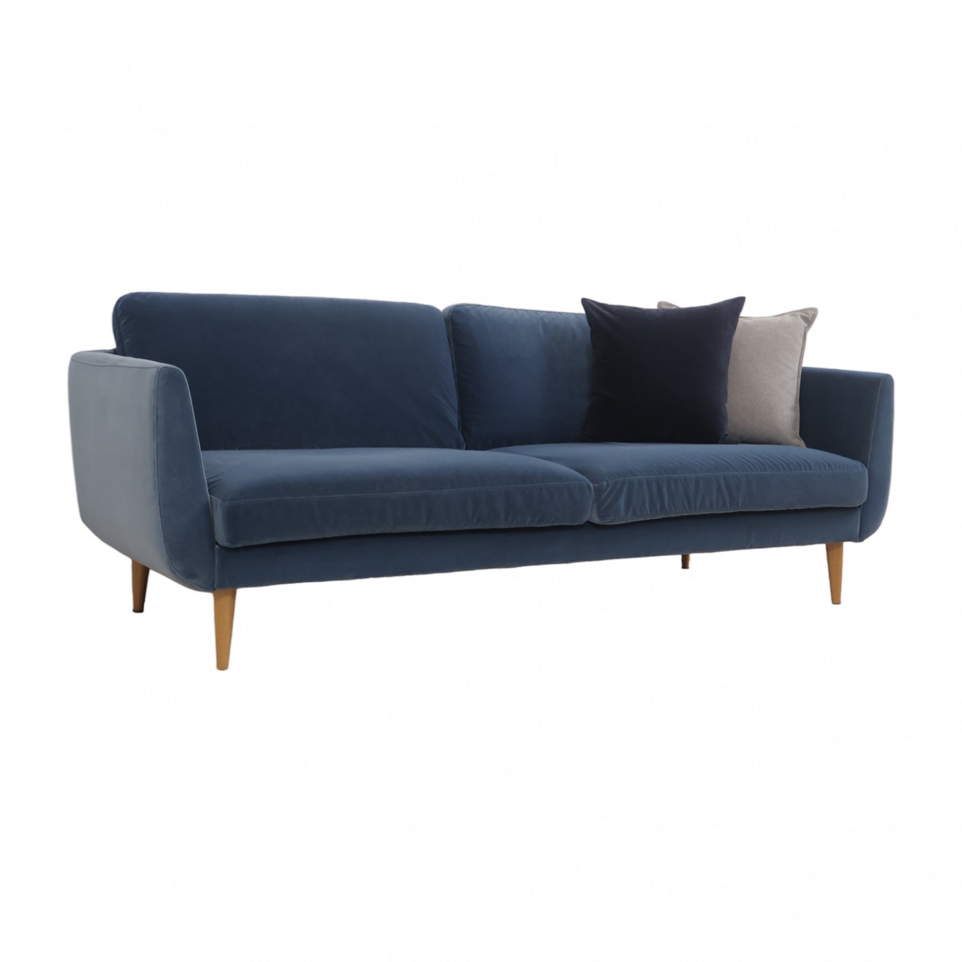 Nyrenset | Blå IKEA Skultorp 3-seter sofa i fløyel