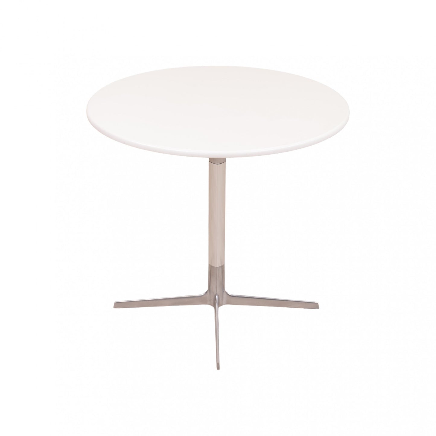 80x74 cm, Rundt bord med stål kryssunderstell i fargen hvit