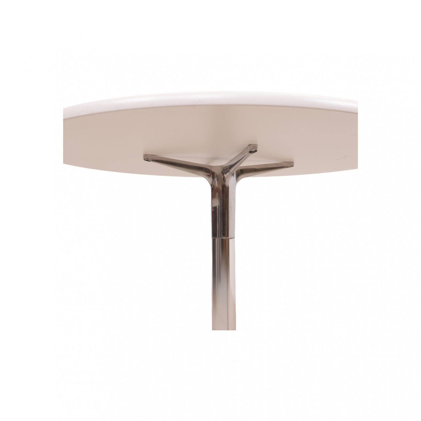 80x74 cm, Rundt bord med stål kryssunderstell i fargen hvit