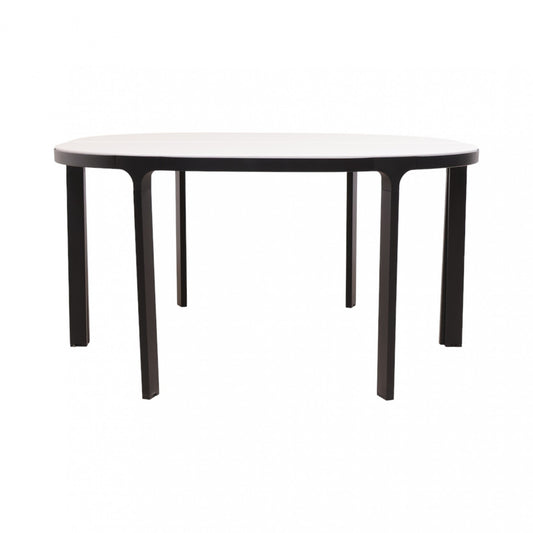 140x140cm, Bekant konferansebord i hvit med sort understell