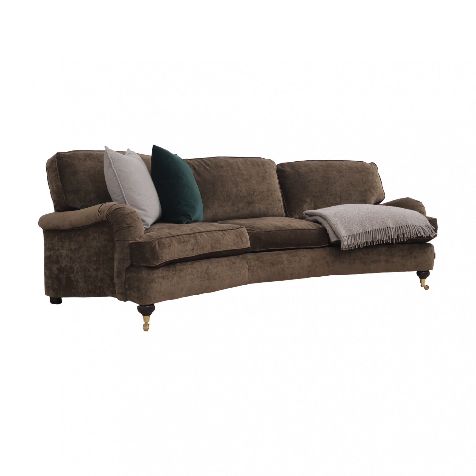Nyrenset | Mørkegrønn/brun Furninova 3-seter sofa i velur