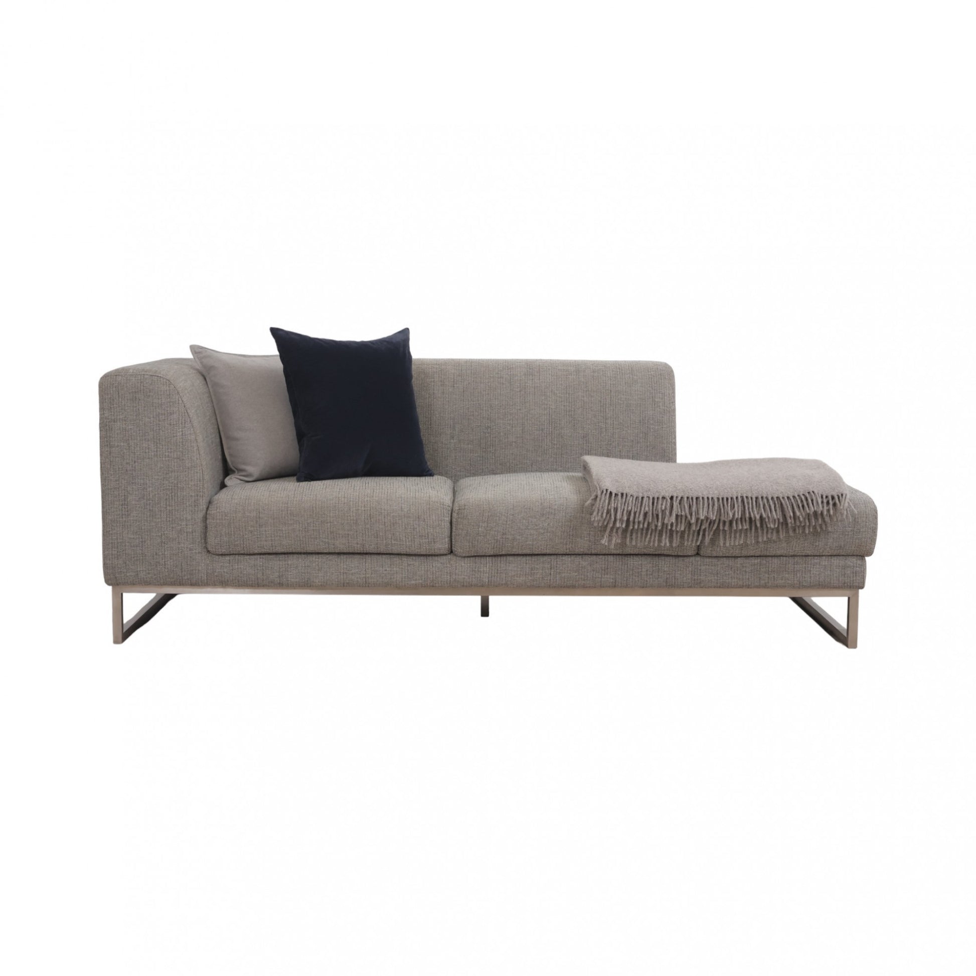 Nyrenset | Grå/beige 2,5-seter sofa med åpen ende