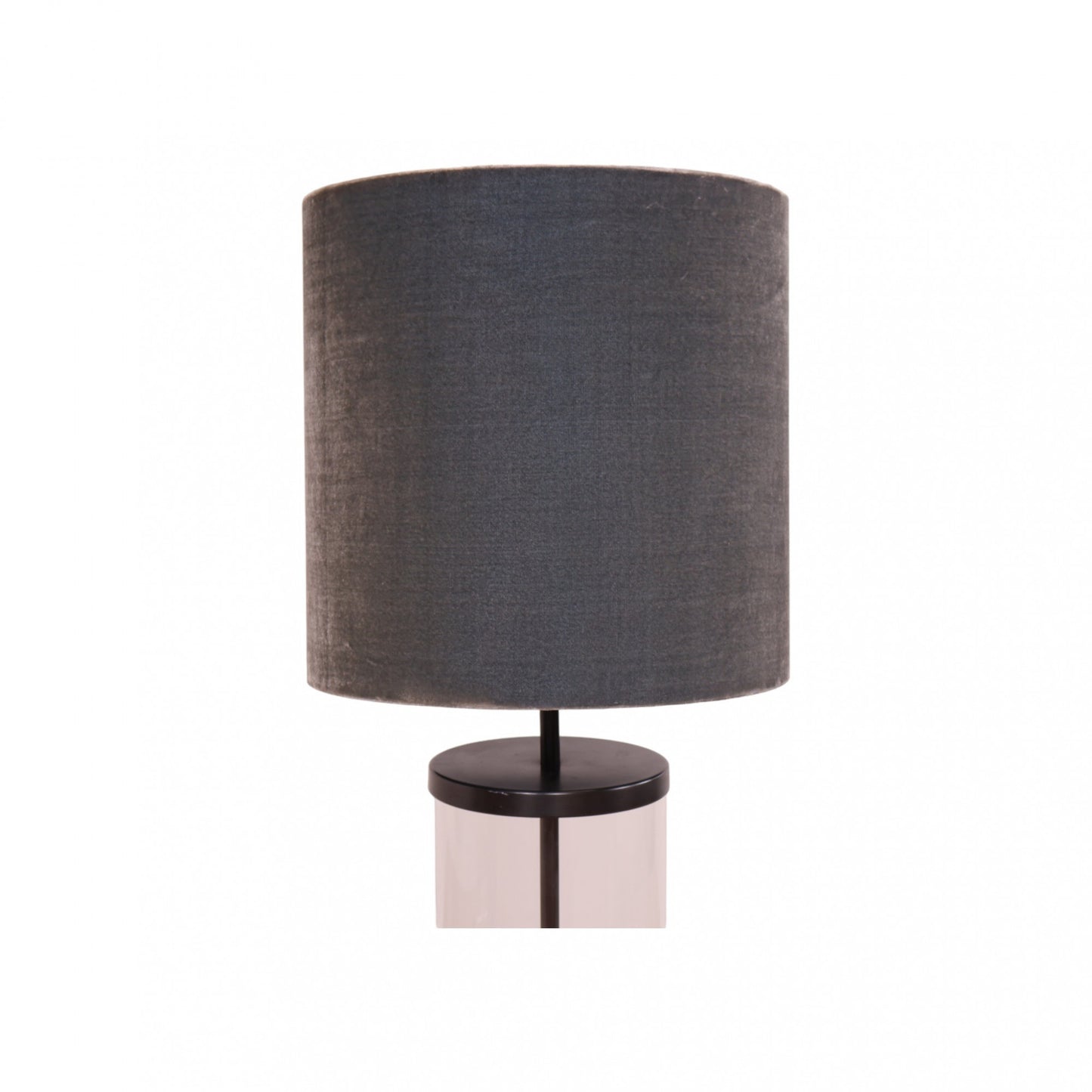 Stilig designet lampe med grå lampeskjerm