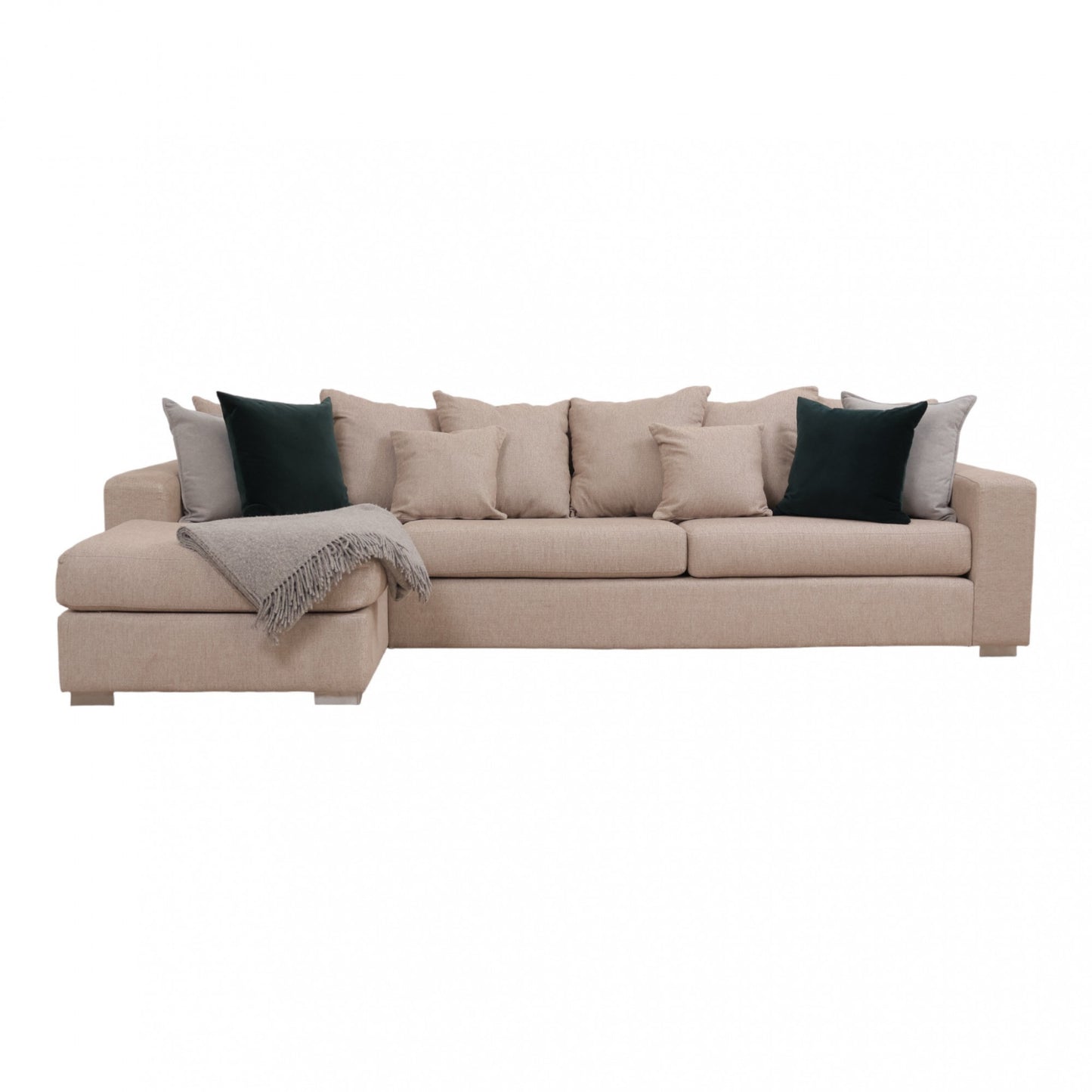 Nyrenset | Romslig beige sjeselongsofa