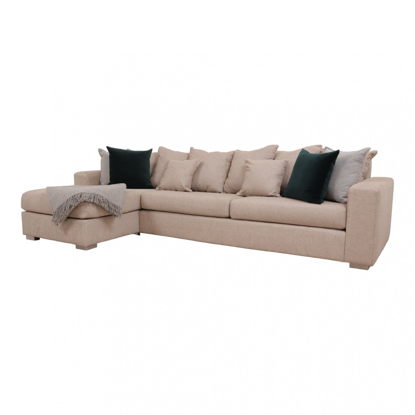 Nyrenset | Romslig beige sjeselongsofa