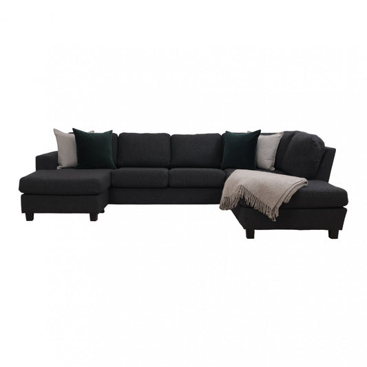 Nyrenset | Mørk grå/sort Scapa u-sofa med sjeselong