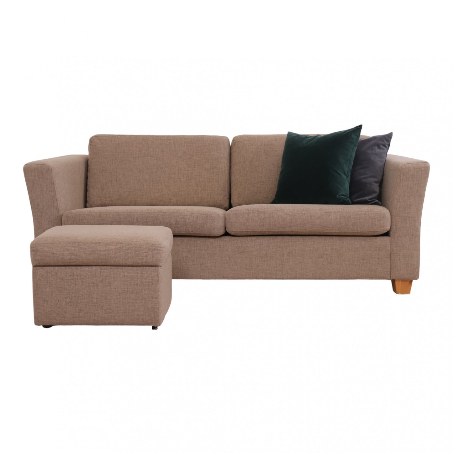 Nyrenset | Beige 3-seter sofa med puff