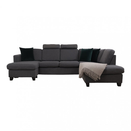 Nyrenset | Mørk grå Grafu Baldai u-sofa med sjeselong