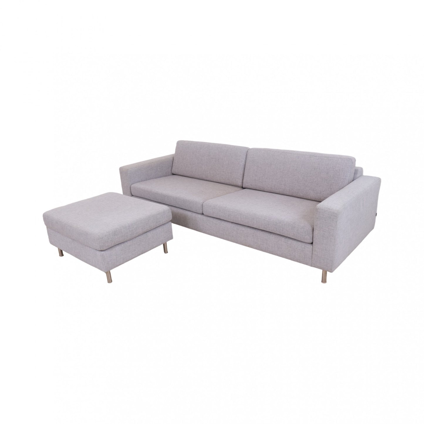 Nyrenset | Lys grå/blå Bolia Scandinavia 3-seter sofa med puff