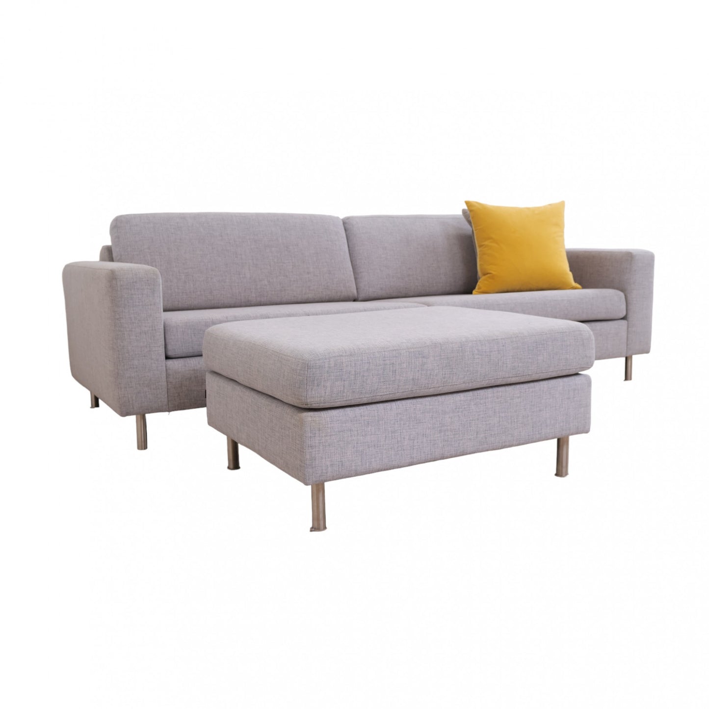 Nyrenset | Lys grå/blå Bolia Scandinavia 3-seter sofa med puff